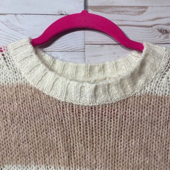 American Eagle Outfitters Jegging Fit Blush Pink Striped Wool Blend Sweater - Picture 5 of 16